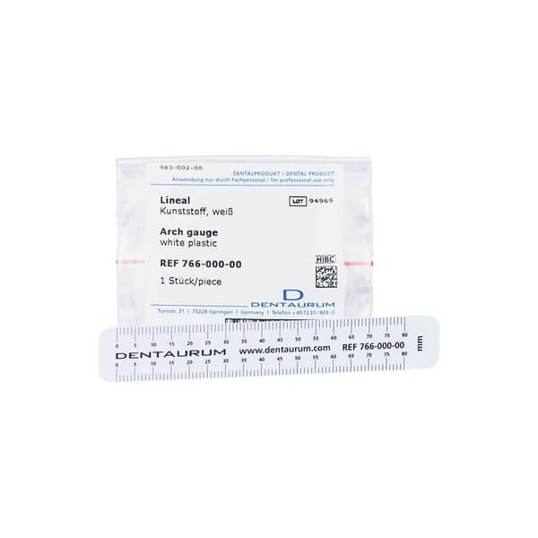 White Plastic Measuring Ruler for Dental Applications