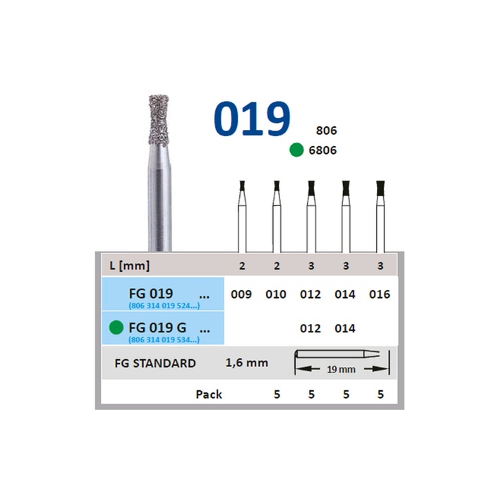Diamond bur FG019 FIG. 806- 5 units