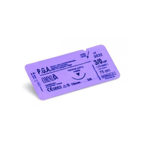 Surgical Suture PGA 7/0 Extra Cutting Suture 3/8" Circle (12 pcs)