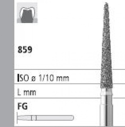 859 FG Long Beveled Cone Diamond Bur - Pack of 6