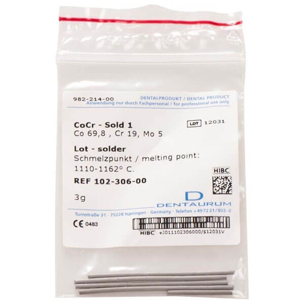 CoCrMo-Sold 1: 3g Cobalt-Chromium-Molybdenum Dental Welding Alloy