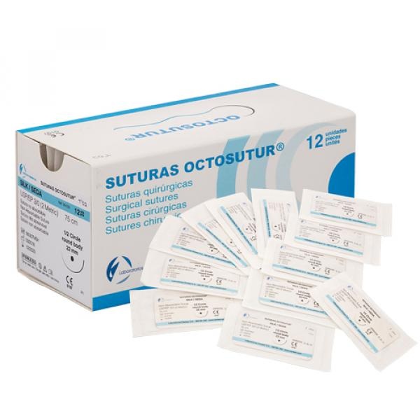 Octosutur Silk Sutures 75 cm 3/8 Circle Needle (12 pcs)