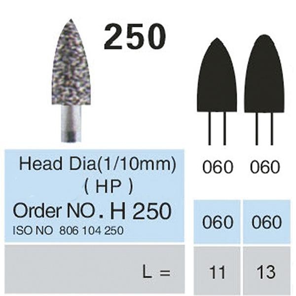 250 HP Diamond Flame Shaped Laboratory Bur, 5 Pieces