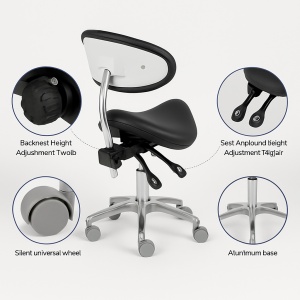 Ergonomic Dental Stool with Backrest