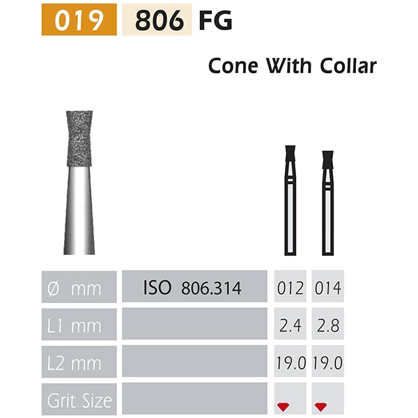 806 FG Inverted Cone Diamond Bur for FG Turbine Handpieces (5 pcs)