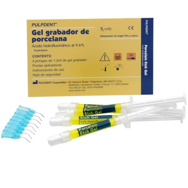 Hydrofluoric Acid Dental Etching Kit 4x1.2ml with 8 Tips