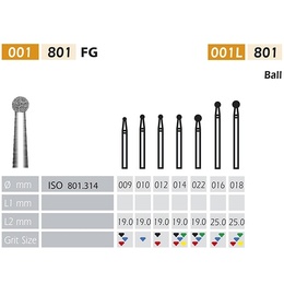 801 HP Diamant-Kugelbohrer (5 Stück) für Dentallabor und Klinik