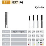 837 FG Flat Cylindrical Diamond Bur, 5 Pieces for High-Speed Handpieces