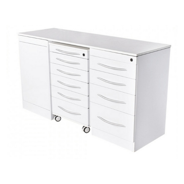 Triple Dental Clinic Furniture Set with Push-On Mechanism Without Basin