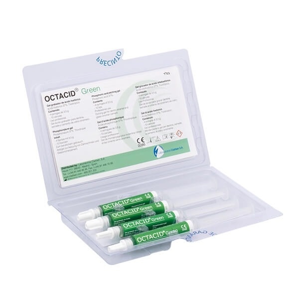 Octacid Green Dental Etching Acid 4 x 3.5g Syringes with 8 Cannulas