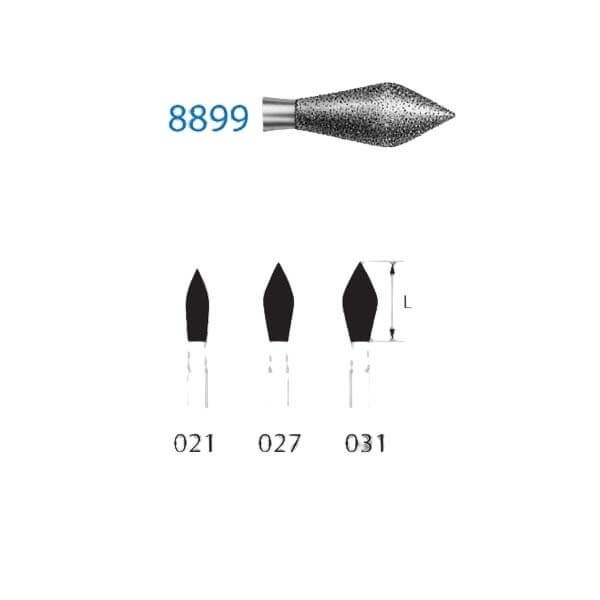 8899.314 Flame Diamond FG Burs (5 pcs)