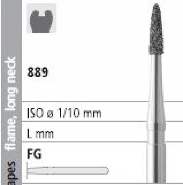 889 FG Flame Diamond Bur Long Neck (6 pcs)