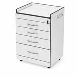 Dental Cabinet with Silent Swivel Wheels and Tempered Glass Countertop