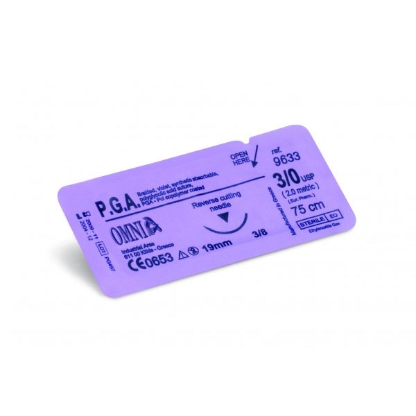 PGA 7/0 Reverse Circle Cut Surgical Suture 1/2 (12 pcs)