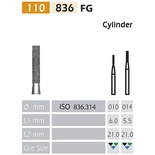 836 FG Flat End Cylindrical Diamond Burs, 5 Pieces