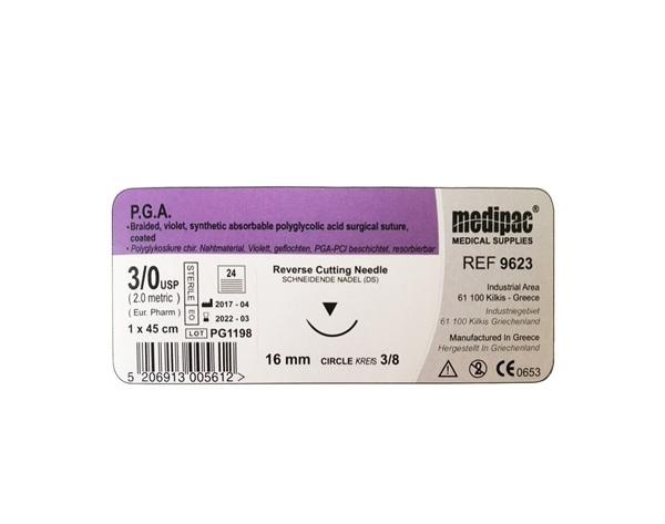 PGA sutures 3/8 12mm 6/0 45 cm