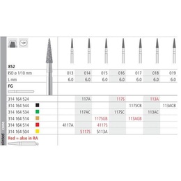 852 FG Diamond Medium Grit Beveled Cone Burs - 6 Pieces