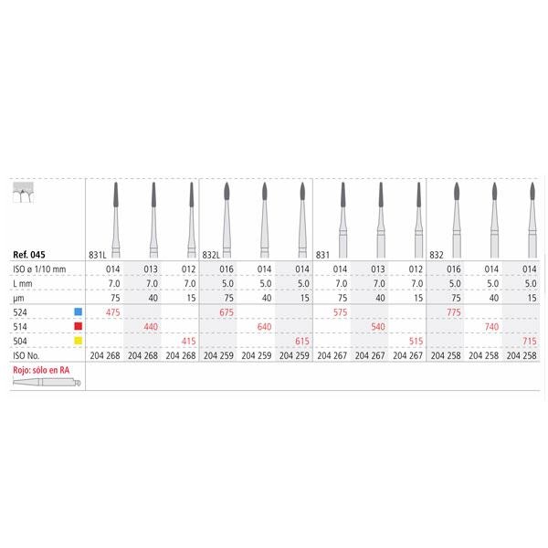 831 Diamond Bur CA Perio Conical (3 pcs)