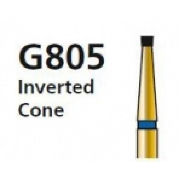 G805 FG Short Inverted Cone Diamond Bur, 5 Pieces