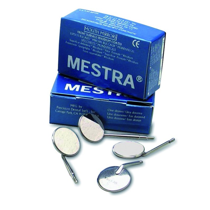 Rhodium Dental Mirrors: Flat with European and American thread (12 units)