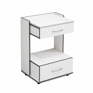 2-Layer Dental Cabinet with Wood and Tempered Glass Countertop