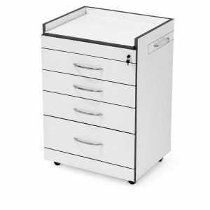 Dental Cabinet with Silent Swivel Wheels and Tempered Glass Countertop