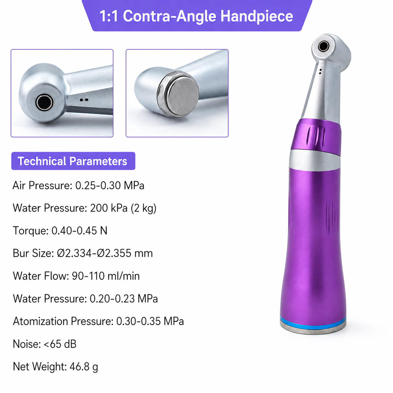 Low speed internal color handpiece set