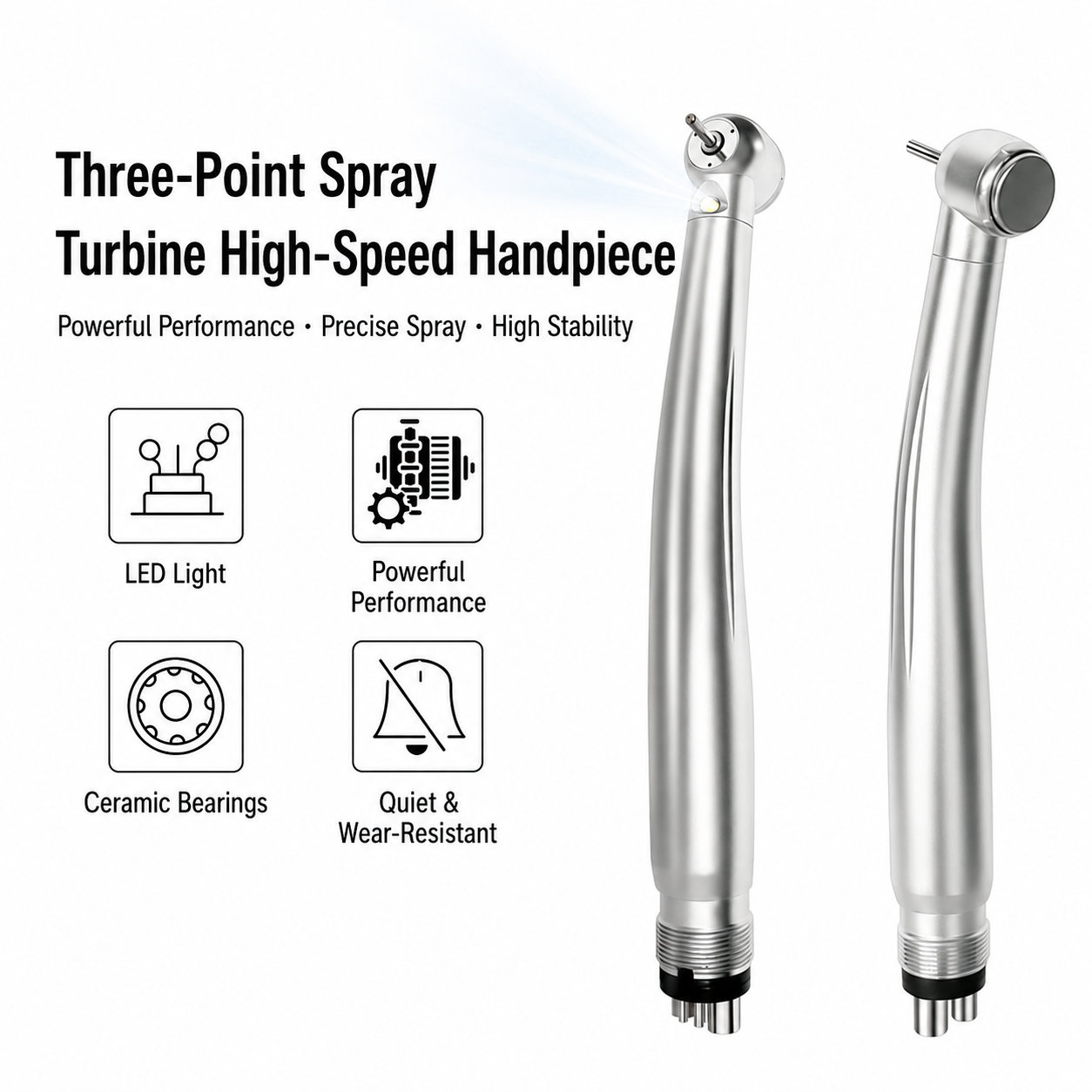 Threefold sprays LED dental handpiece