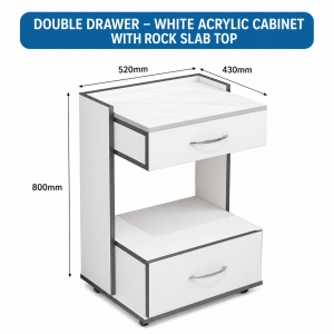 2-Layer Dental Cabinet with Wood and Tempered Glass Countertop