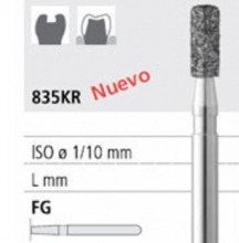 835KR FG Diamond Bur Cylindrical Short Rounded Edge (6 pcs)