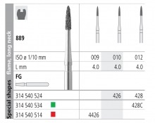 889 FG Flame Diamond Bur Long Neck (6 pcs)