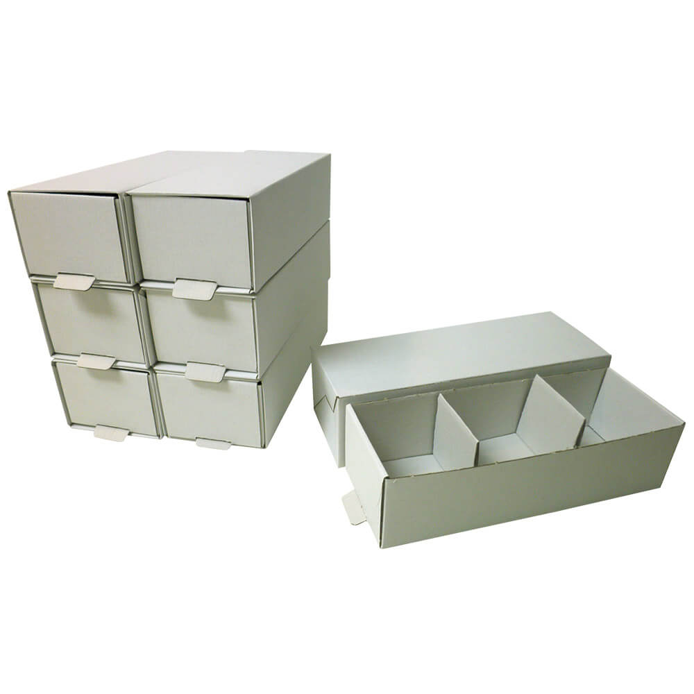 Clear Plastic Boxes for Dental Models with 3 Compartments, Pack of 100