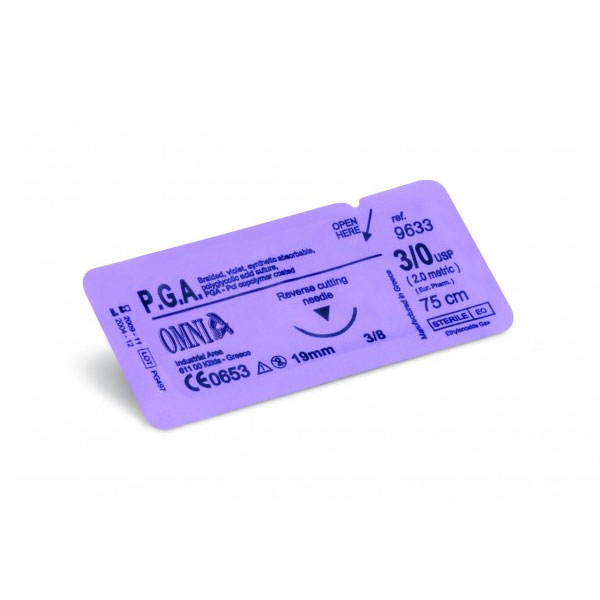 PGA 7/0 Reverse Circle Cut Surgical Suture 1/2 (12 pcs)