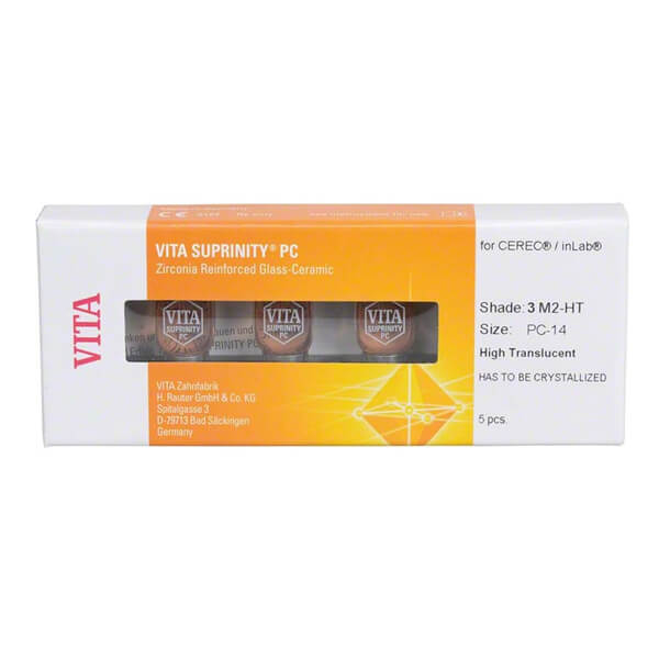 Vita Suprinity Pc: Glass Ceramic for CAD/CAM Systems (5 units - 12 x 14 x 18 mm)