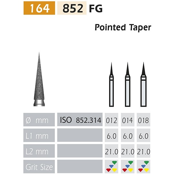 852 FG Tapered Diamond Bur – Pack of 5