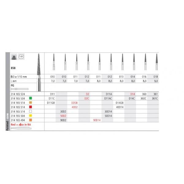 Diamond burs 858 CA against angle (6u.)