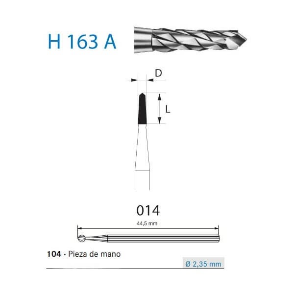 H 163 A: Tungsten Conical Burr for Maxillofacial Surgery (1 pc)