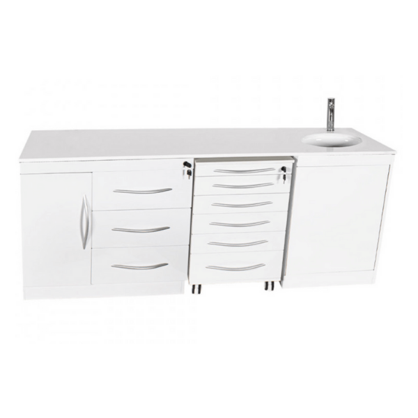 Quadruple Dental Furniture Set with Push-On Wash Basin