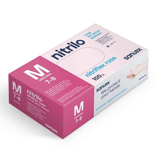 Powder-Free Disposable Pink Nitrile Gloves - 100 Units