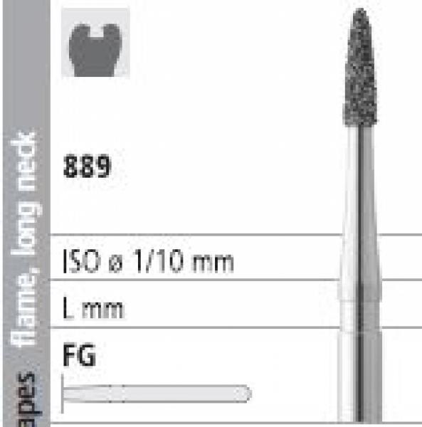 889 FG Flame Diamond Bur Long Neck (6 pcs)