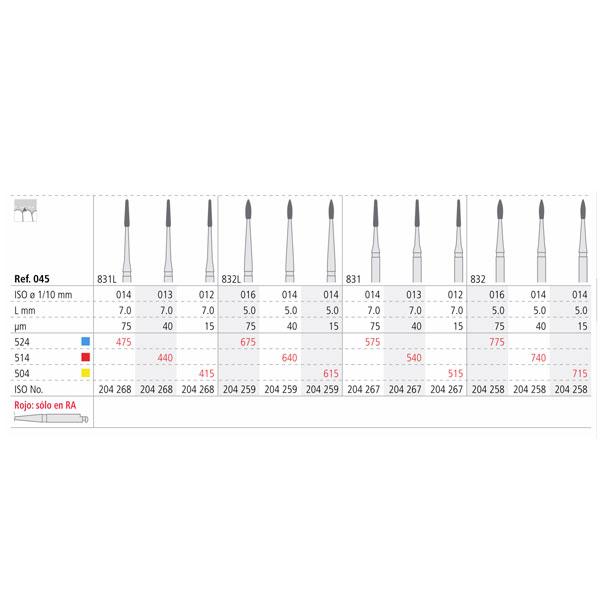 831 Diamond Bur CA Perio Conical (3 pcs)