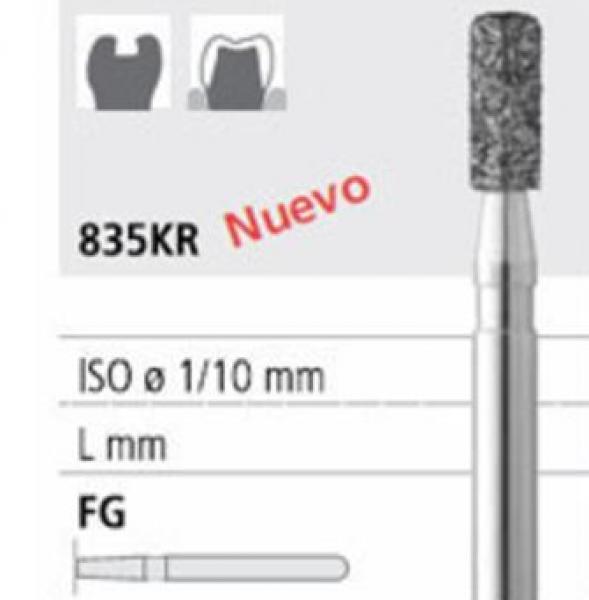 835KR FG Diamond Bur Cylindrical Short Rounded Edge (6 pcs)